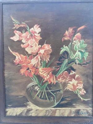 Ölbild von Fritz Baer, Vase mit Blumen