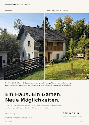 Einfamilienhaus mit großem Garten in Hauzenberg   provisionsfrei