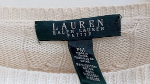 Lauren Ralph Lauren Zopfstrick Pullover Beige Creme Preppy Gr. M