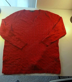 Lauren Ralph Lauren Zopfmuster Pullover Strickpullover Rot 3 4 Arm Damen Gr. 1X (XL)
