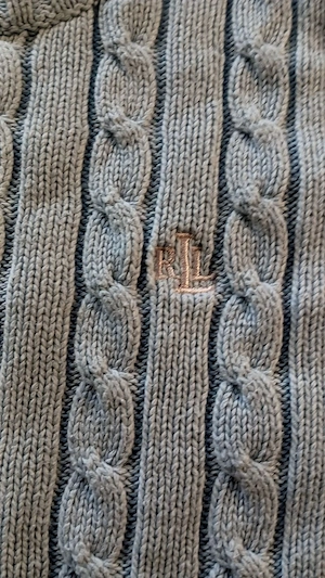 Lauren Ralph Lauren Pullover Zopfmuster Strickpullover hellblau Baumwolle Gr. S