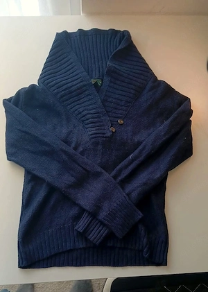 Ralph Lauren Strickpullover Marineblau Schalkragen Damen Gr. L