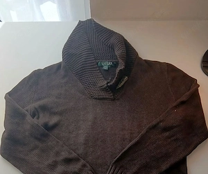 Ralph Lauren Strickpullover Schalkragen braun Baumwolle Damen Gr. L