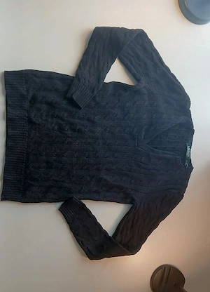 Lauren Ralph Lauren Pullover Zopfmuster dunkelblau Strickpullover Damen Gr. S