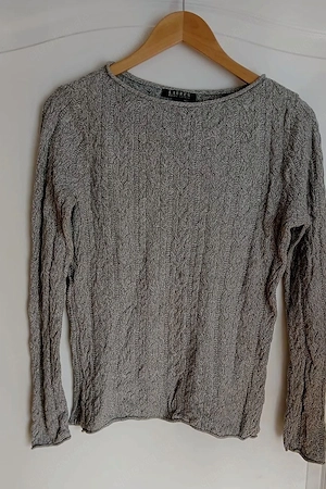 Lauren Ralph Lauren Damen Rundhals Pullover Zopfstrick Rollkante Grau meliert Preppy Gr. M