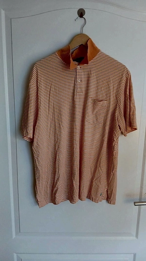 Polo by Ralph Lauren Vintage Polohemd Herren leicht Orange Weiß Gestreift 90er Gr. XXL