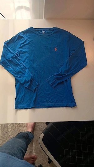 Polo Ralph Lauren Langarmshirt blau Custom Fit Gr. S