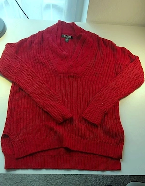 Lauren Ralph Lauren Petite Strickpullover Pulli rot Grobstrick Schalkragen Gr. S