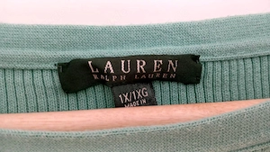 Ralph Lauren Damen Ringelpullover leicht Rippstrick Türkis Maritim Gr. XL