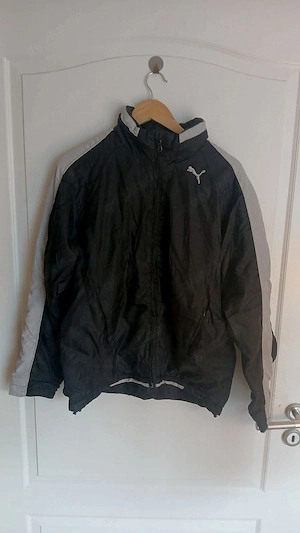 Puma Sportjacke gefüttert warm Übergangsjacke schwarz grau Vintage 90er Gr. L