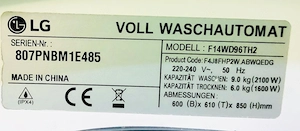  9 6Kg Waschtrockner LG 2in1 Waschmaschine + Trockner Lieferung