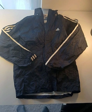Adidas Jacke Regenjacke Windbreaker Dunkelblau Weiß 3-Streifen Gr. 164