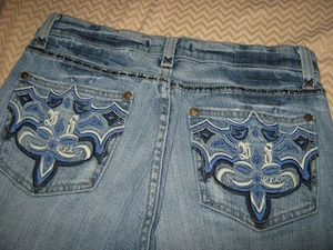 Shabby Style Stickerei Swarovski Glitzer Strass Kristalle Schlag Jeans Hose BIBA by 