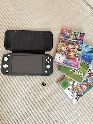 Nintendo Switch Lite Grau + 3 Spiele + 32 GB SD-Karte + Zubehör