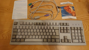 Vintage PC-Tastatur von Fujitsu-Siemens, unbenutzt, computergrau, fast wie neu