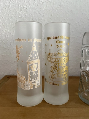 dekorative Glühweingläser mit Henkel 0,2 l.