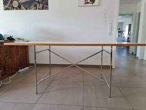 Original Eiermann 1 Schreibtisch 180x90 cm   Verchromt   Echtholzkante