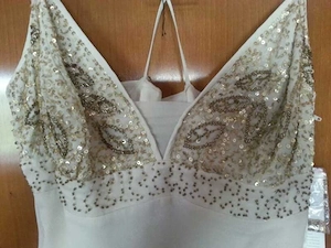 NEU m. Etikett Perlen Pailletten Stickerei Reine Seide Spaghetti Träger Bustier Top Vera Mont 40-42