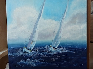 Öl Gemälde "Segelboote"