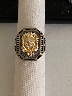 925er Silberring mit Löwenkopf - 13,79 g - Größe