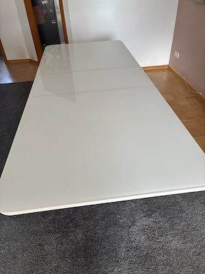 Esszimmertisch weiß mit Glasplatte ausziehbar 180 220x90cm