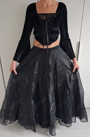    Gothic - Outfit Set | Oberteil (Sinister) & Maxi - Rock | Fledermausärmel | auch für Halloween   