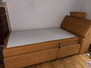 Elektrisches Motor-Boxspringbett (120x200 cm) in Senfgelb Orange