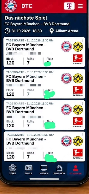 4  tickets Bayern München Gegen Dortmund BvB 