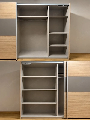 schwebetürschrank , ca 2m x 2m holzpotik mit spiegel 