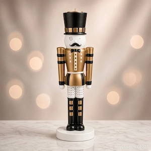 Partylite Tafelkerzen- und Teelichthalter Nussknacker Gold P92103
