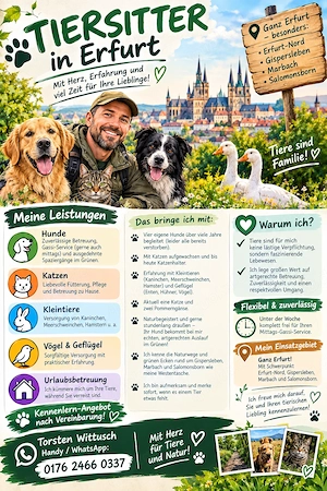 Naturverbunden Tiersitter für ganz Erfurt gesucht? - Mit Herz, Erfahrung und viel Zeit!
