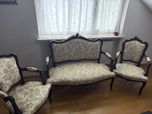 Vintage Set: 2 Sessel & 2-Sitzer Sofa   60er Jahre   Neu bezogen!
