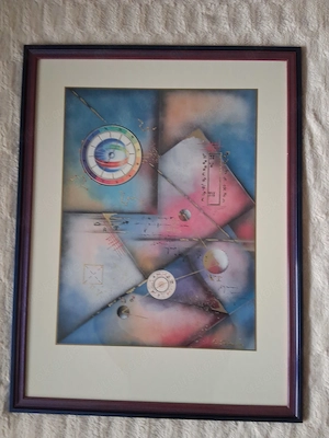 Abstraktes Kunstbild mit Rahmen, astronomisches Motiv