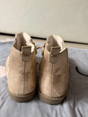 Goldene Mädchen-Stiefeletten mit Katzenmotiv   Größe 30