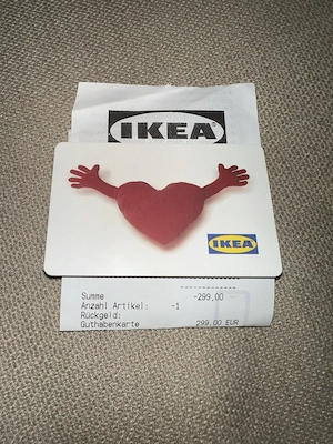 IKEA Wertgutschein Guthabenkarte 299,00 EUR Einkaufsgutschein