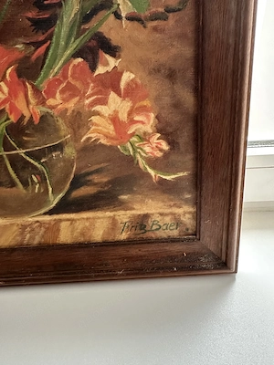 Ölbild von Fritz Baer, Vase mit Blumen