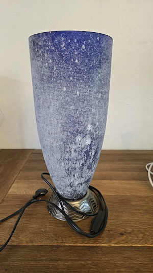 Vintage Tischleuchte blau-weiß gesprenkelt 37 cm hoch
