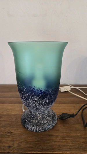 Dekorative Tischlampe aus Glas, grün-blau, 27cm