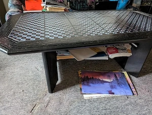 Couchtisch mit Kachel-Mosaik-Optik schwarz 140*80