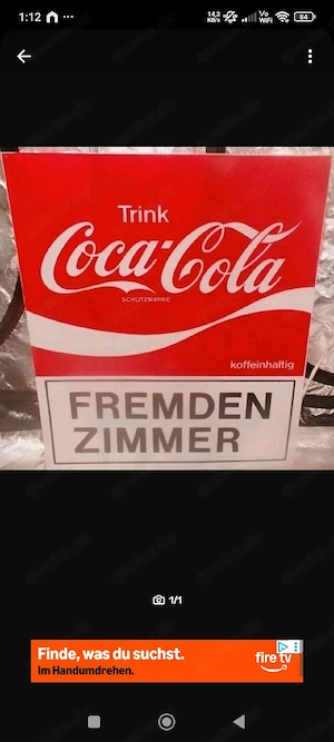 Coca Cola Werbeschild aus den 1960 1970 Jahren