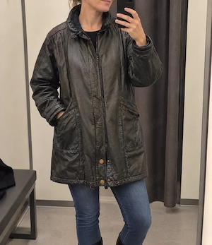 Vintage - Jacke Lederjacke Parka Echt Leder Gr. 38 bzw. ca. Gr. M L schwarz