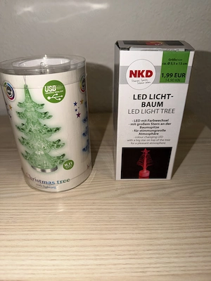 2 tolle Mini-LED-Weihnachtsbäume für Office, Desktop, Deko