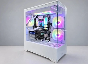 Gaming-PC mit RTX 4060 Ti 8GB, Ryzen 5 5600X3D, 32GB RAM, 1TB Dual-SSD, weißer RGB-AIO-Wasserkühlung