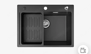 Granitspüle MAX 60x45cm Schwarz - Brandneu & Unbenutzt!