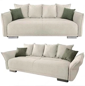 Schlafsofa inkl. Bettkasten und Kissen   Livetastic Pera, Beige