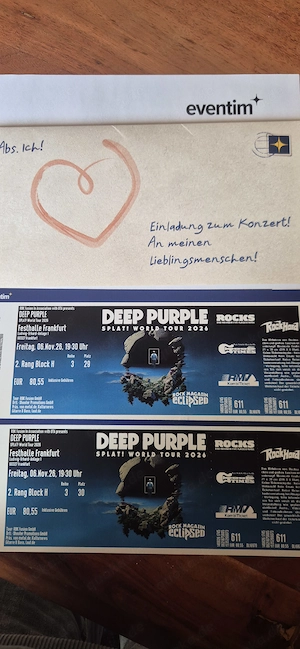 Deep purple Konzert-Karten  06.11.26 Frankfurt