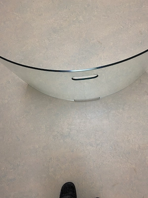 Funkenschutzplatte Glas für Kaminofen - Segmentbogen 850 mm