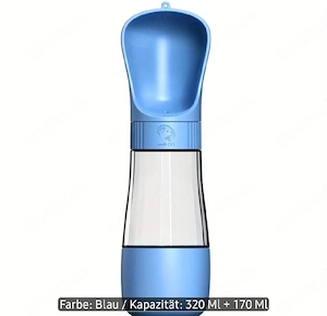Tragbare Trinkflasche für Hunde, blau, 320ml + 170ml