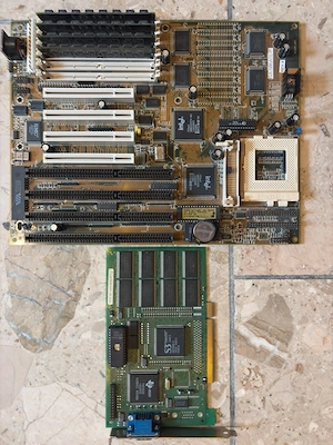 Retro PC Hardware Gigabyte Sockel 7 Mainboard, & S3 Vision968