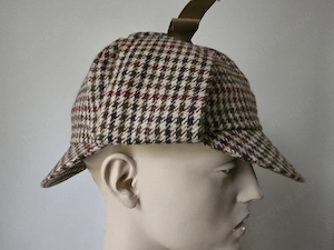 Neuwertig! Sherlock Homes Mütze Größe L Deerstalker Jagdmütze Made in UK!